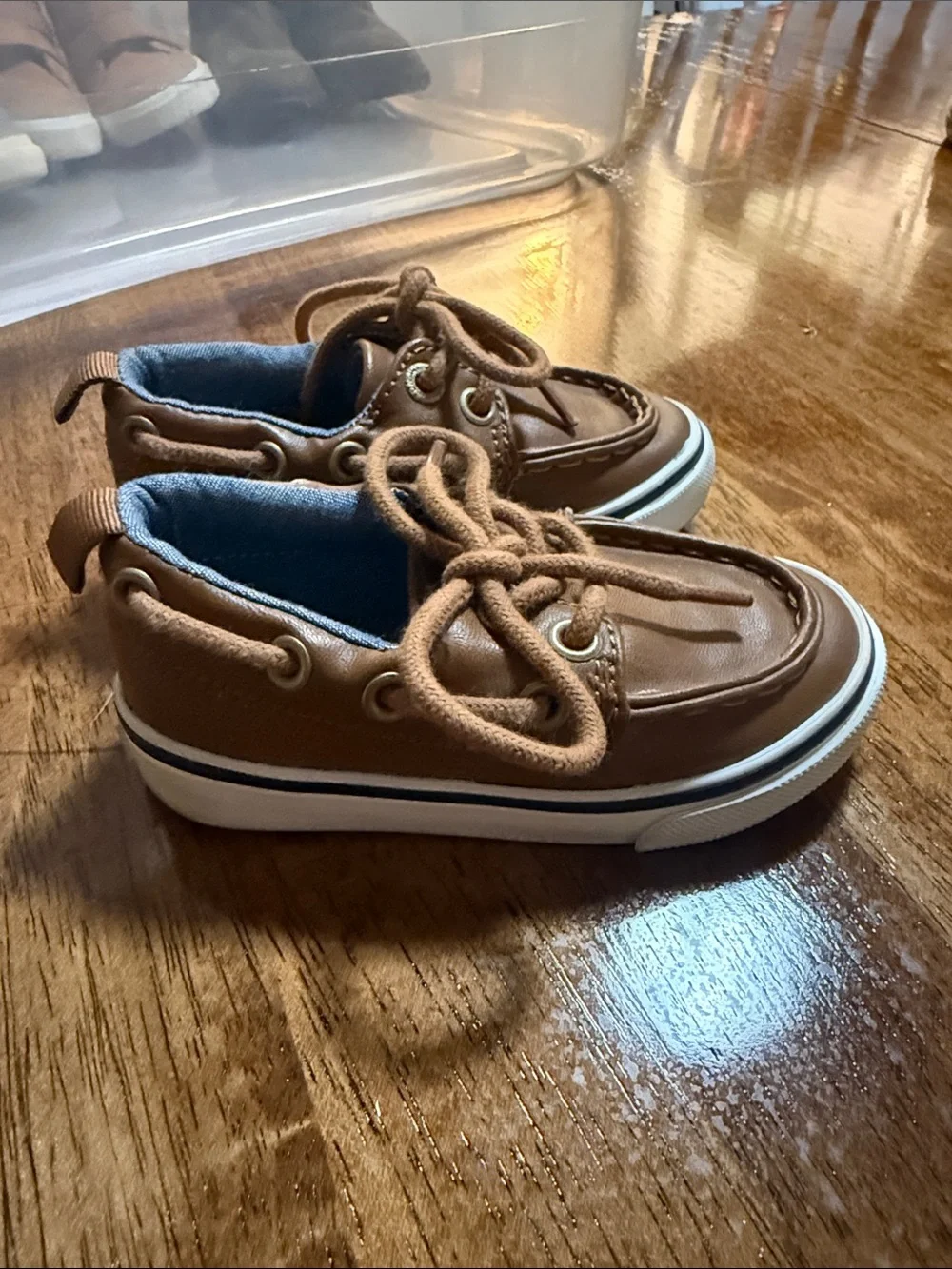 Old Navy Tan/Brown Kids Boat Shoes with White Sole